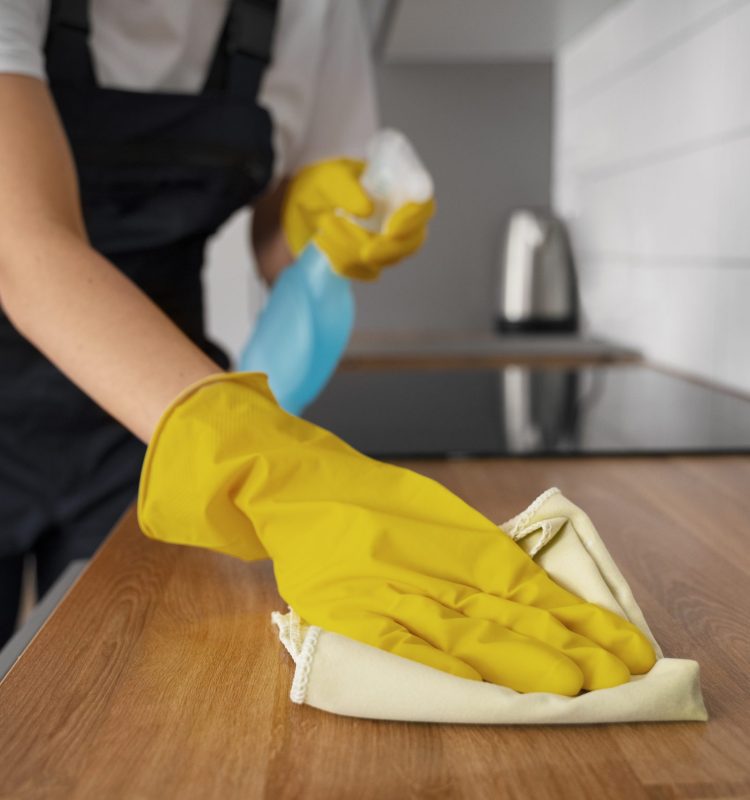 front-view-woman-cleaning-home